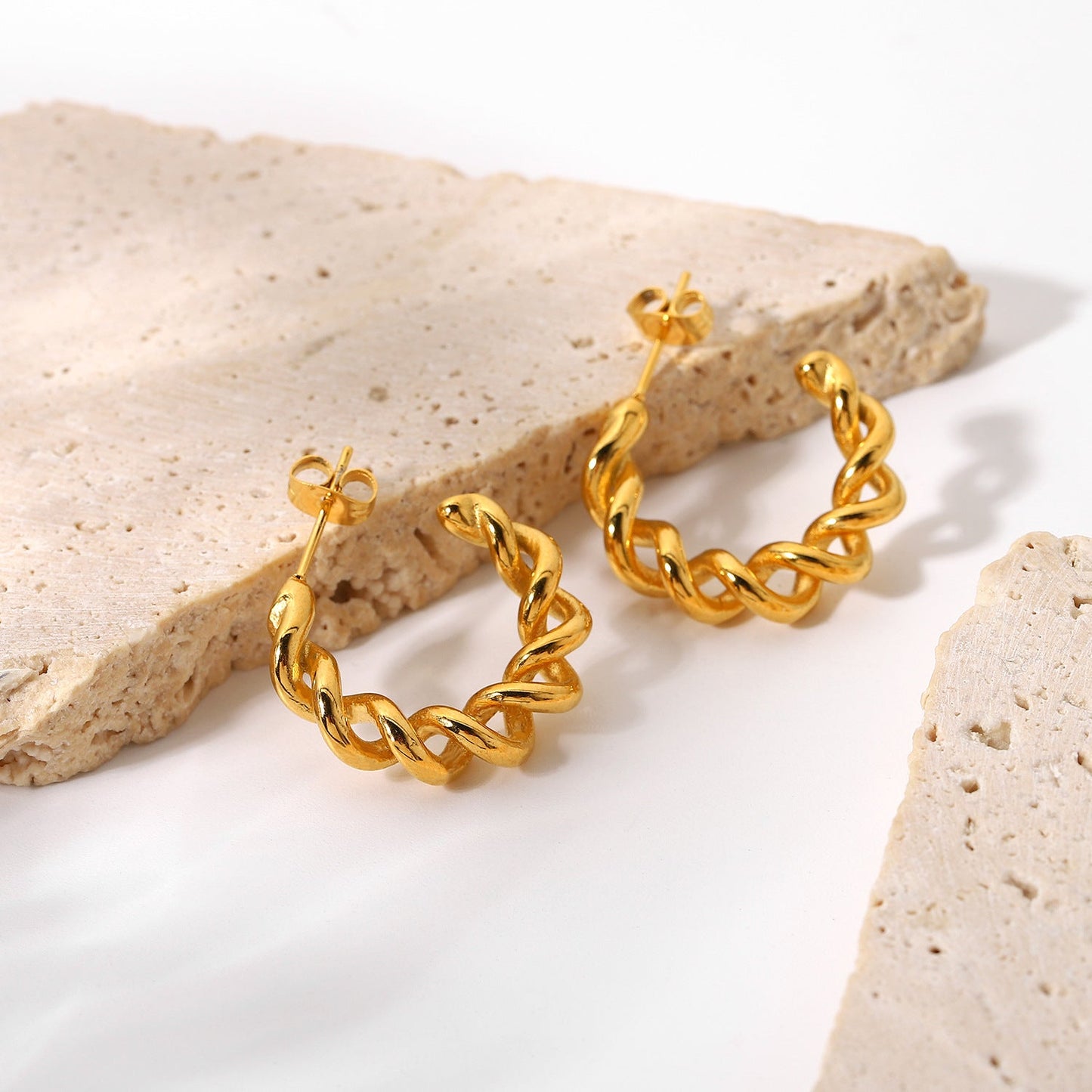 Twist Hoop Earrings Gold Plated