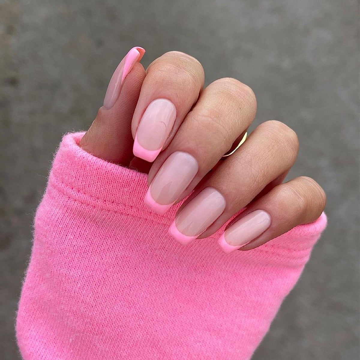 Pink French Tip Square Nail