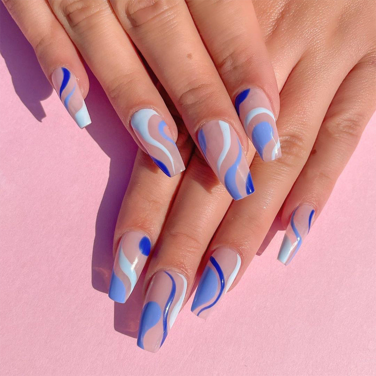 Purple & Blue Swirls Square Nail