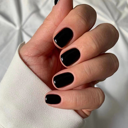 S50 Glossy Black Short Square Nail