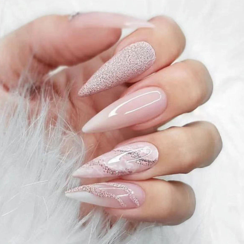 Glitter marble Stiletto nail