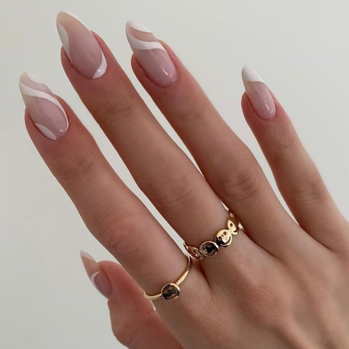 M63 White French Minimalist Almond Nail