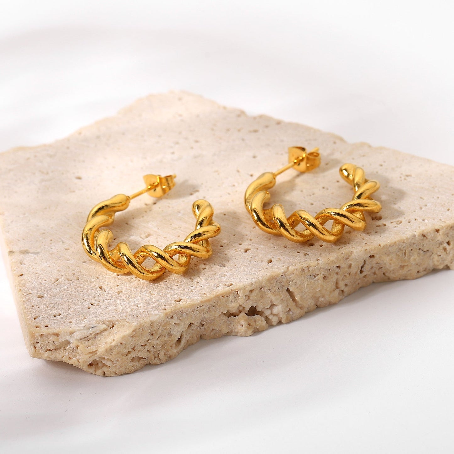 Twist Hoop Earrings Gold Plated