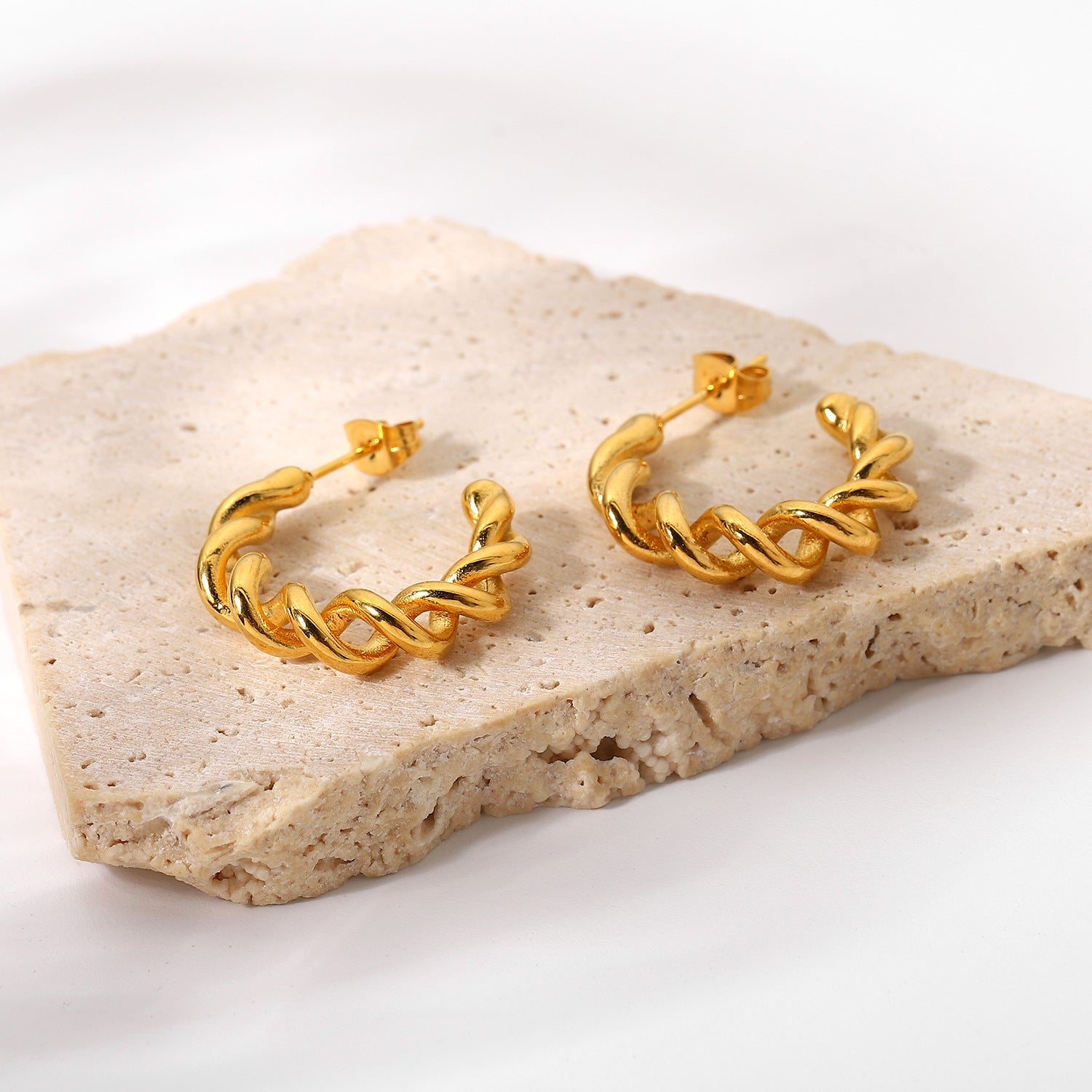 Twist Hoop Earrings Gold Plated