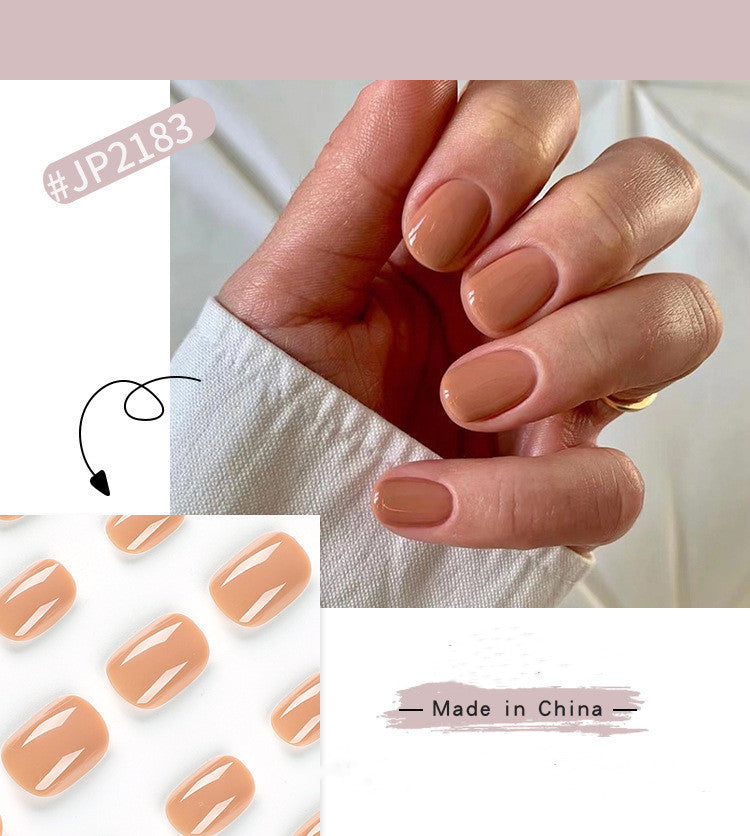 S17 Glossy nude short square nail