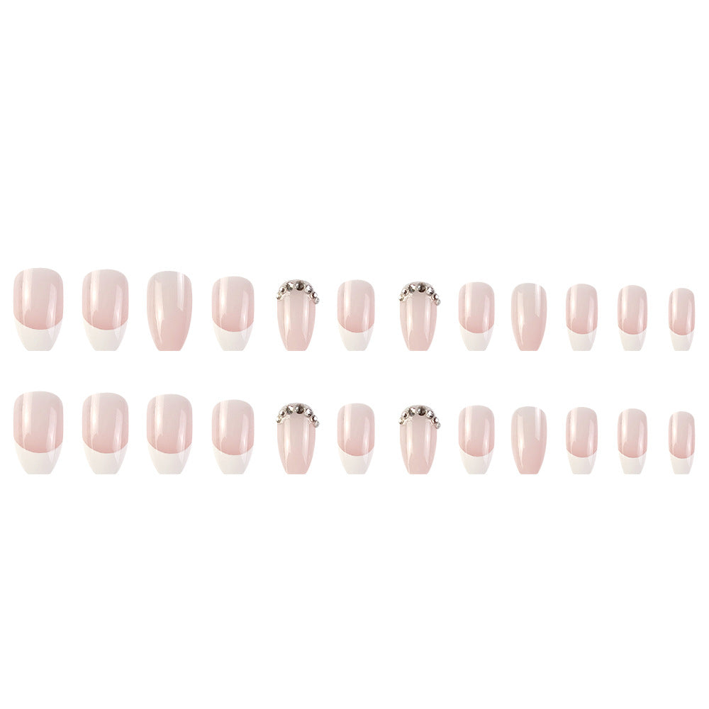 French Tip with diamond coffin nail