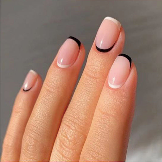 S33 Black and white french tip nail