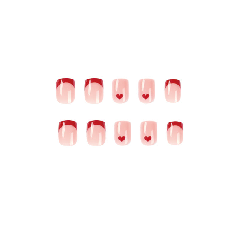 S48 Red fresh little love heart nail