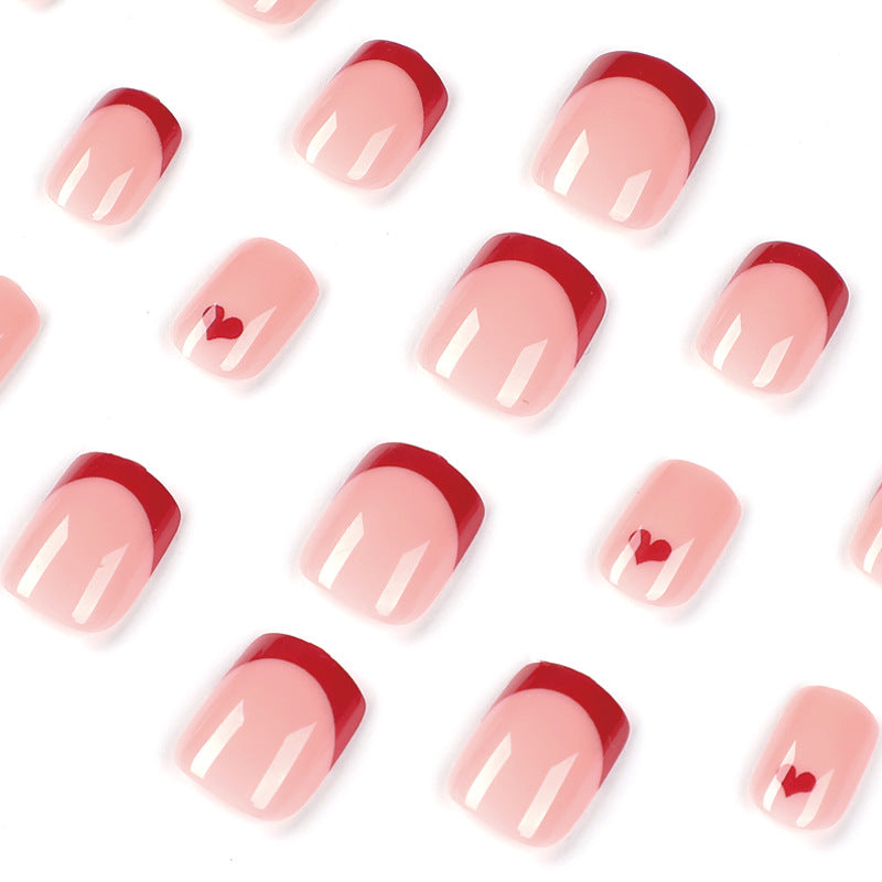 S48 Red fresh little love heart nail