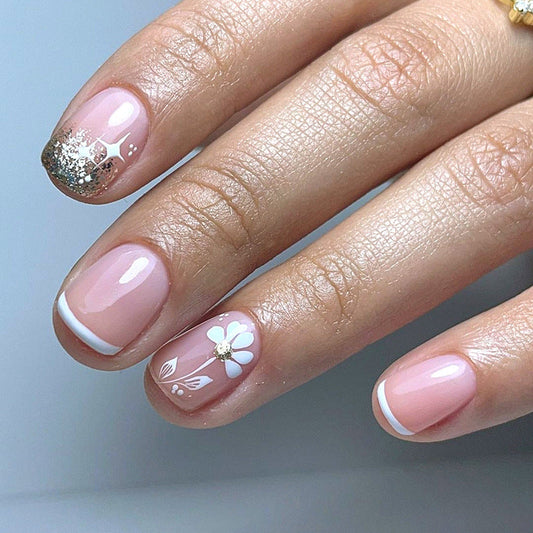 S65 White Flower French Tip