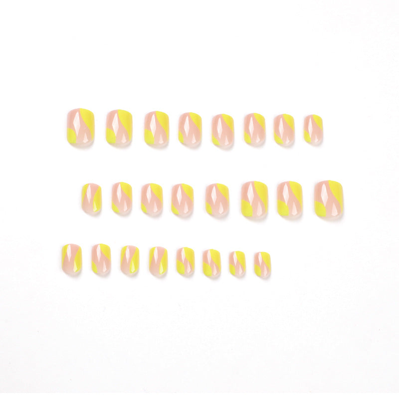 Yellow swirl short nail