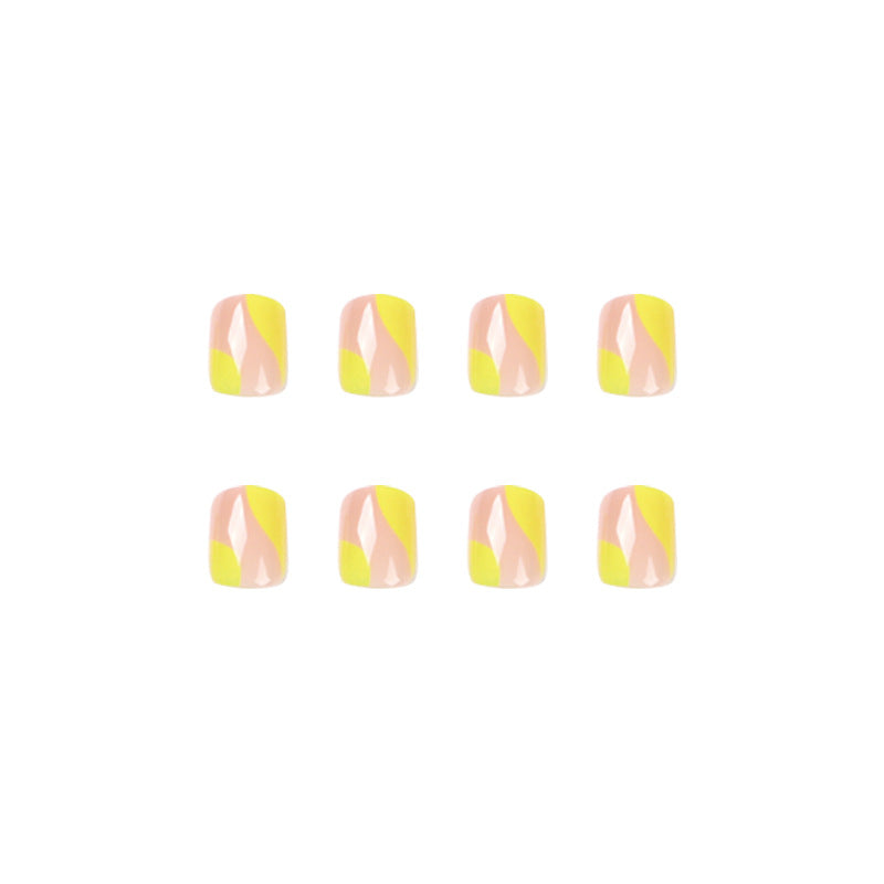 Yellow swirl short nail