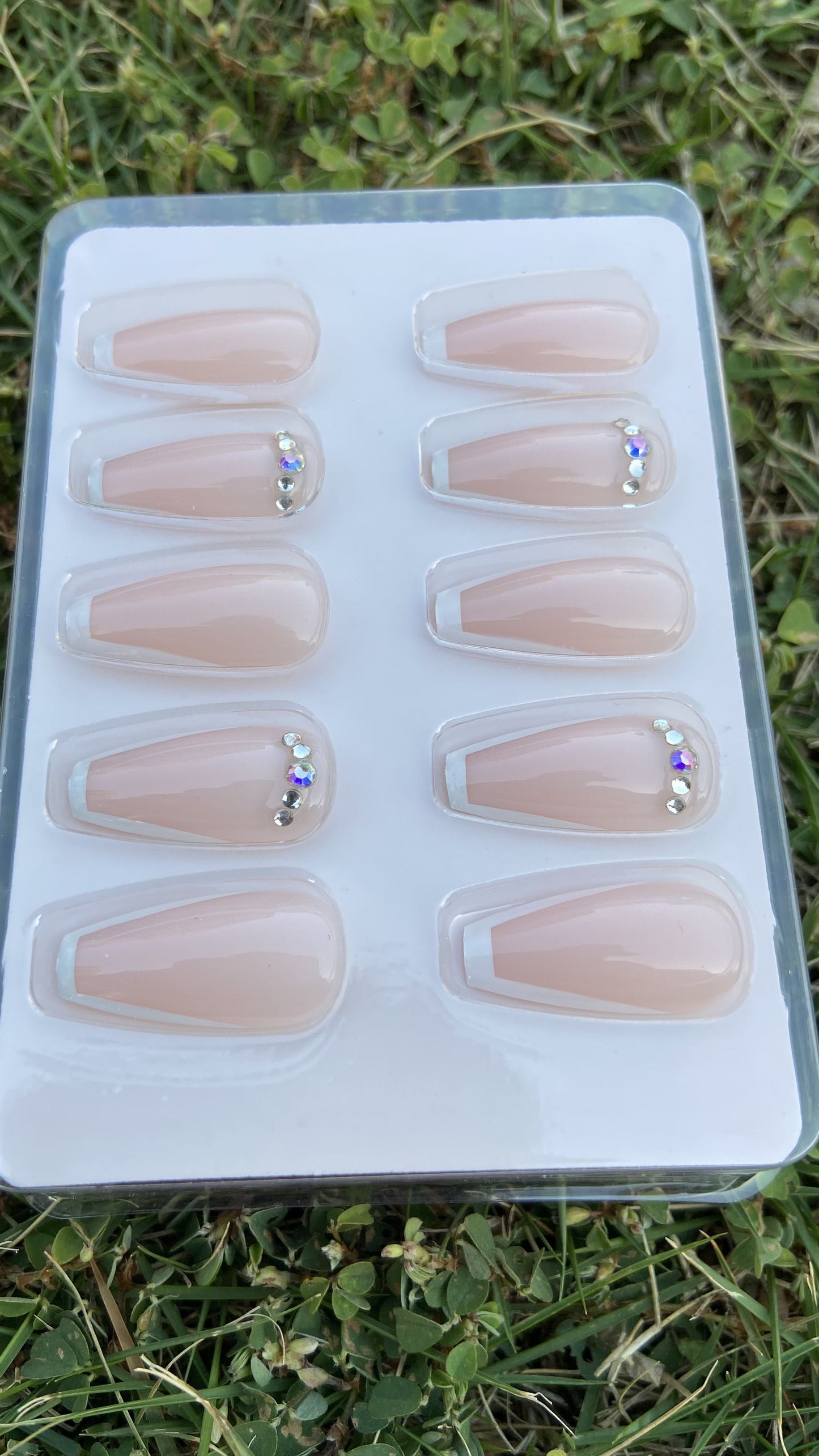 Y48 Diamond French Tip Coffin Nail